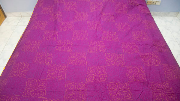 Purple Sujni Nokshi Kantha with Hand Sewn Outside Lace