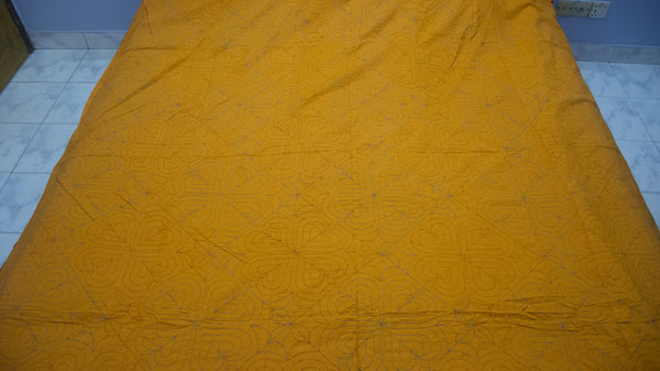 Orange Sujni Nokshi Kantha with Hand Sewn Outside Lace