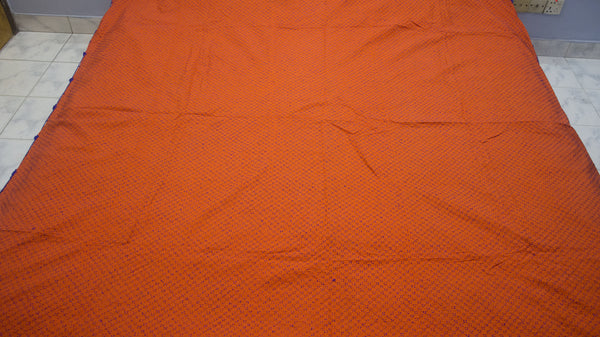 Orange Bokul Nokshi Kantha with Hand Sewn Outside Lace