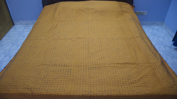 Yellow Bokul Nokshi Kantha with Hand Sewn Outside Lace