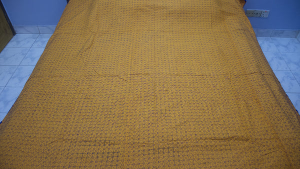 Yellow Bokul Nokshi Kantha with Hand Sewn Outside Lace