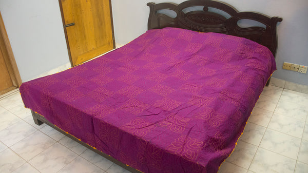 Purple Sujni Nokshi Kantha with Hand Sewn Outside Lace