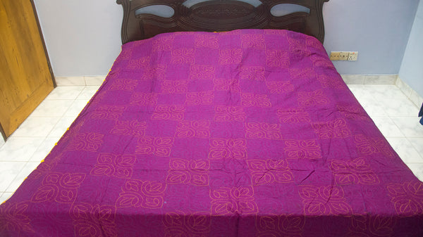 Purple Sujni Nokshi Kantha with Hand Sewn Outside Lace