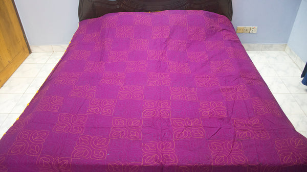 Purple Sujni Nokshi Kantha with Hand Sewn Outside Lace