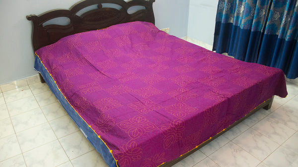 Purple Sujni Nokshi Kantha with Hand Sewn Outside Lace