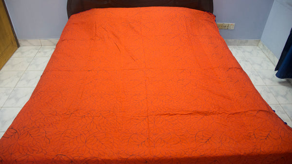 Orange Sujni Nokshi Kantha with Hand Sewn Outside Lace